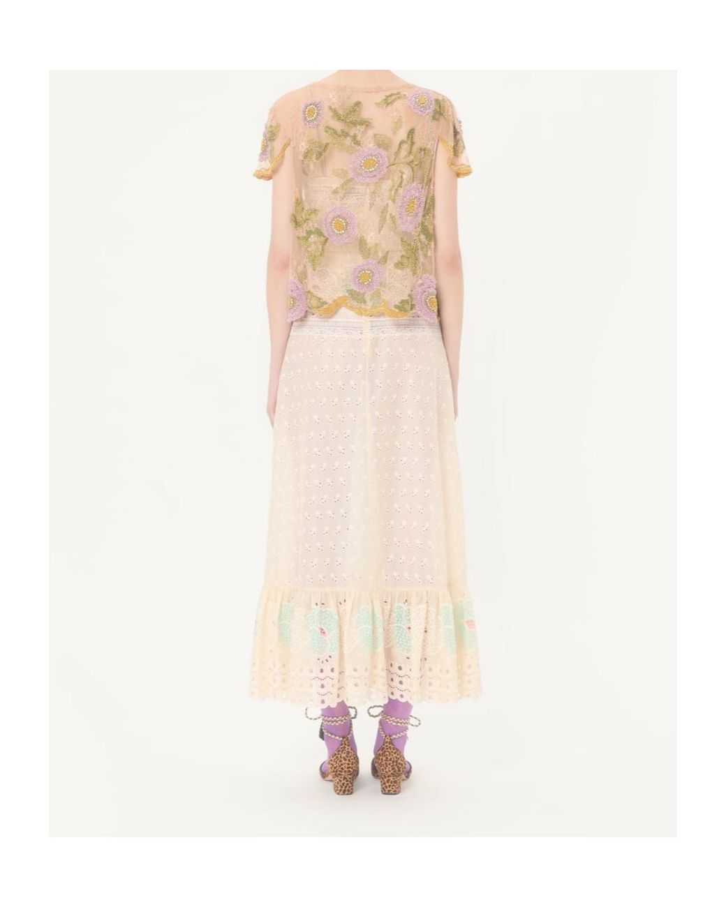 Valentino Natural Floral Embroidered Top