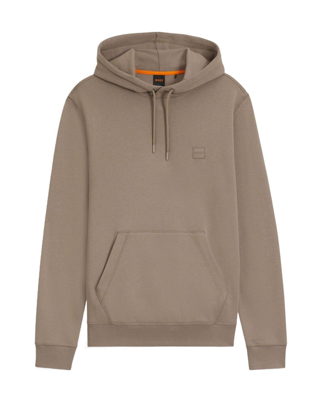 Boss Brown Wetalk Logo Patch Hoodie for men