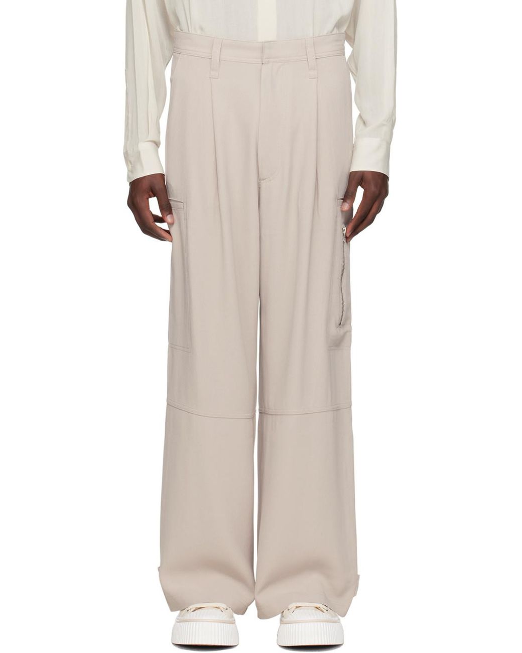 AMI Gray Ami Wide-Leg Pants for men