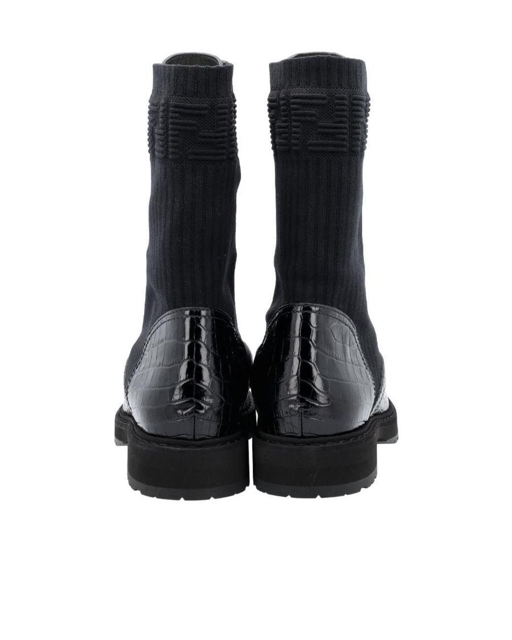 Fendi Black Multi-Panel Lace-Up Boots