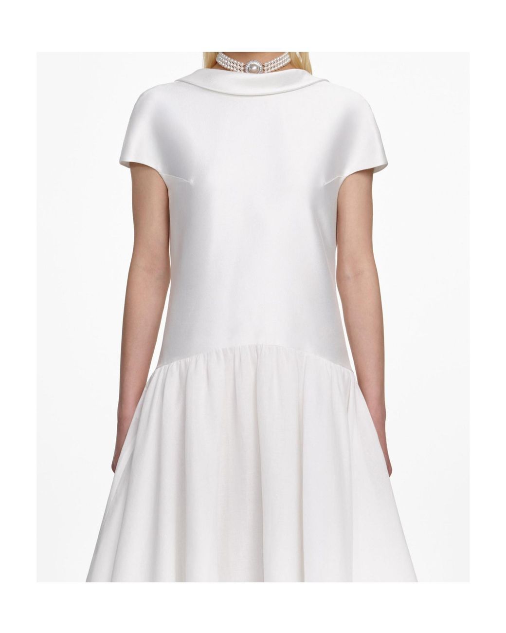 Self-Portrait White Scoop-Neck Back Midi Dress