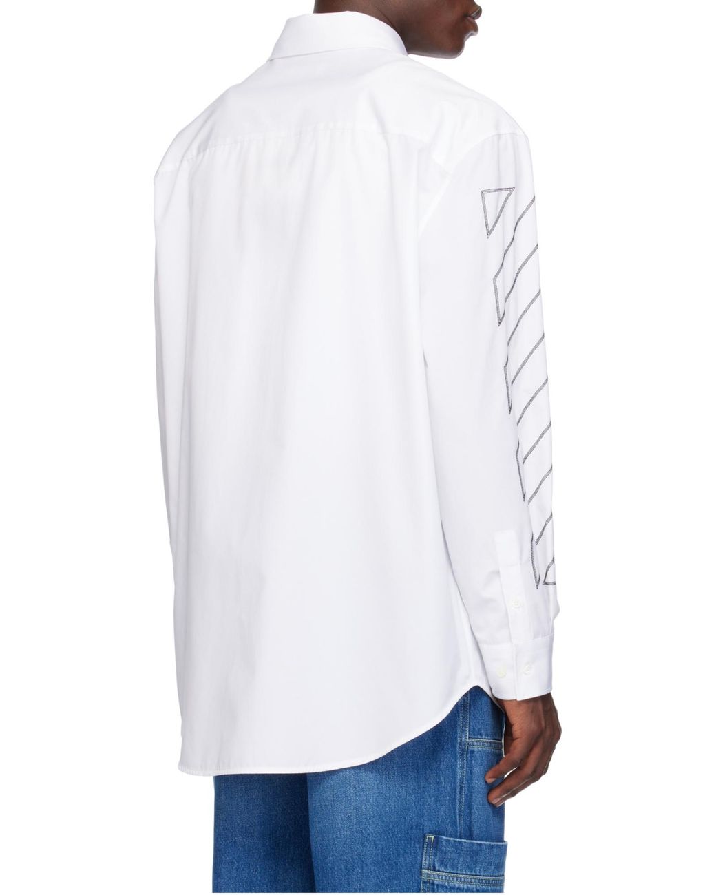 Off-White c/o Virgil Abloh White Logo Embroidered Long Sleeved Overshirt for men