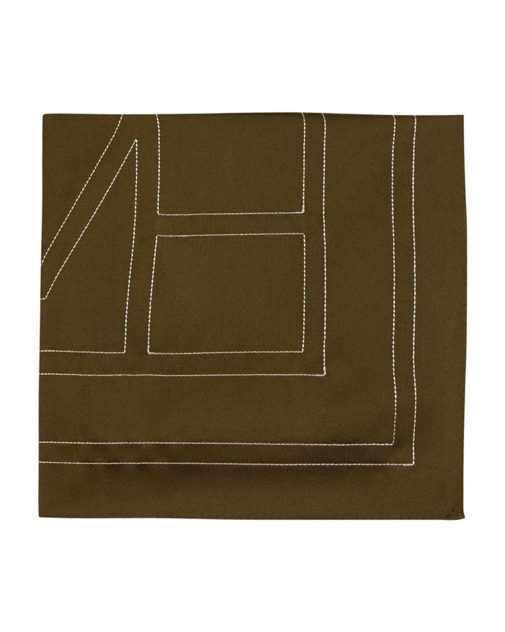 Totême Green Monogram-Embroidered Silk Scarf