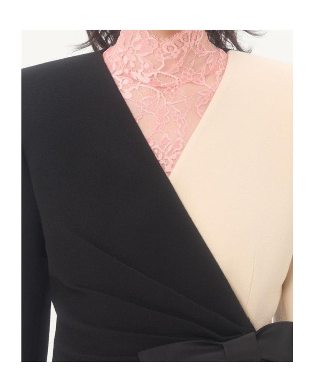 Valentino Black Wool Crepe Jacket With Contrasting Bow
