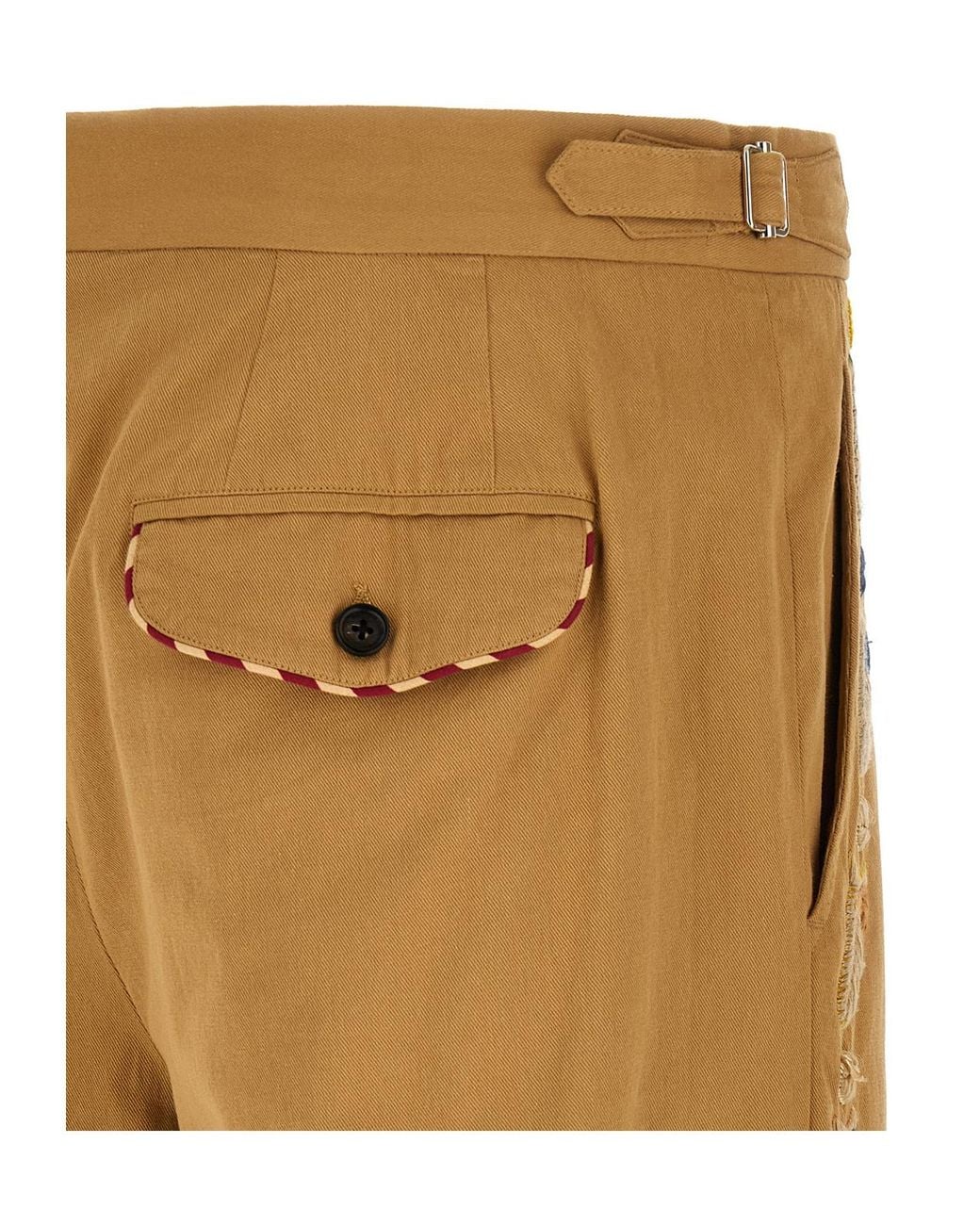 Bode Natural Feather Runner Embroidered Casual Pants for men