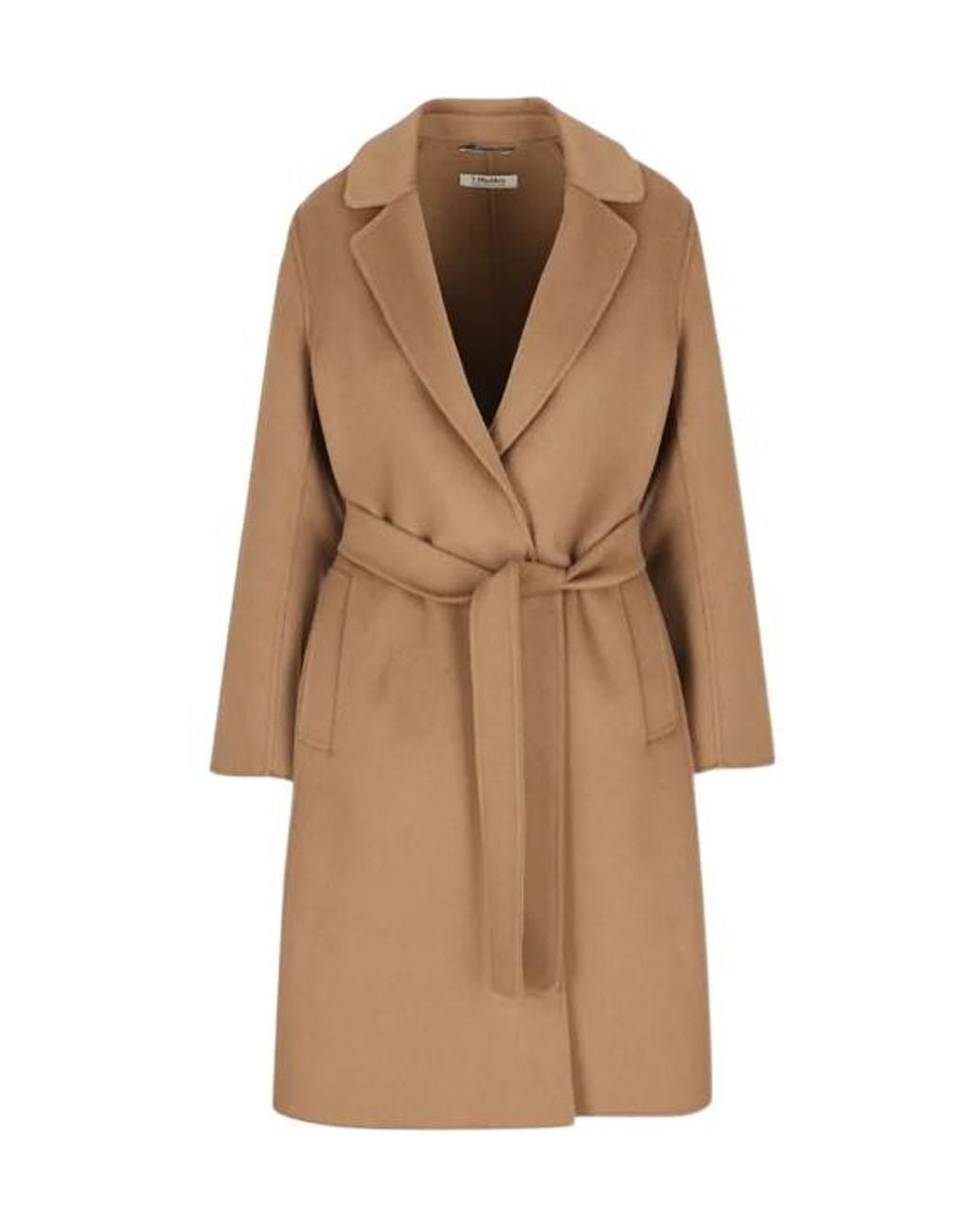 Max Mara Brown 'S Belted Long-Sleeved Coat