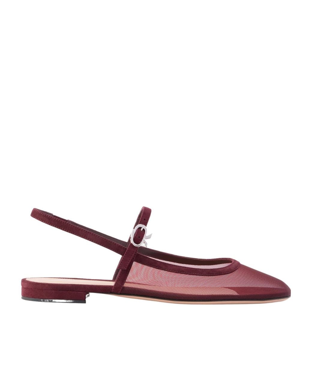 Gianvito Rossi Purple Suede-Trimmed Mesh Slingback Flats