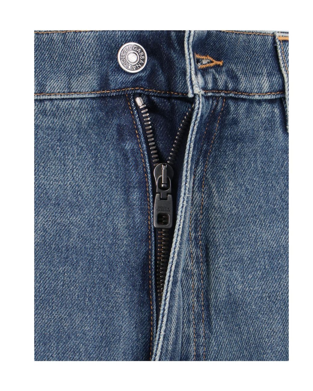 Dolce & Gabbana Blue Logo Plaque Straight Leg Jeans for men