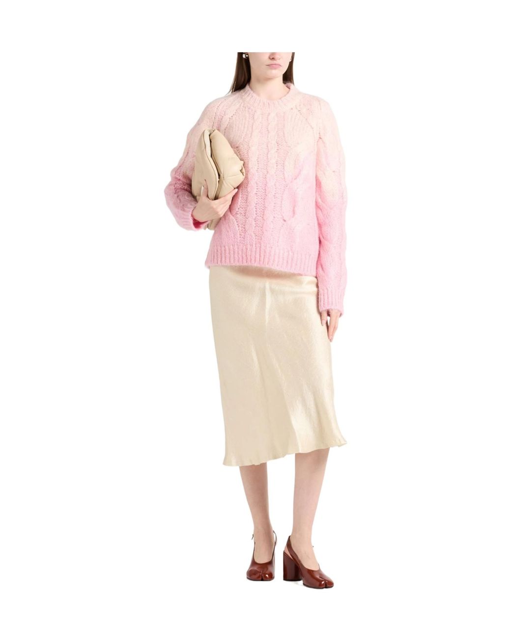 Maison Margiela Pink Gradient Crew-Neck Cable-Knit Sweater