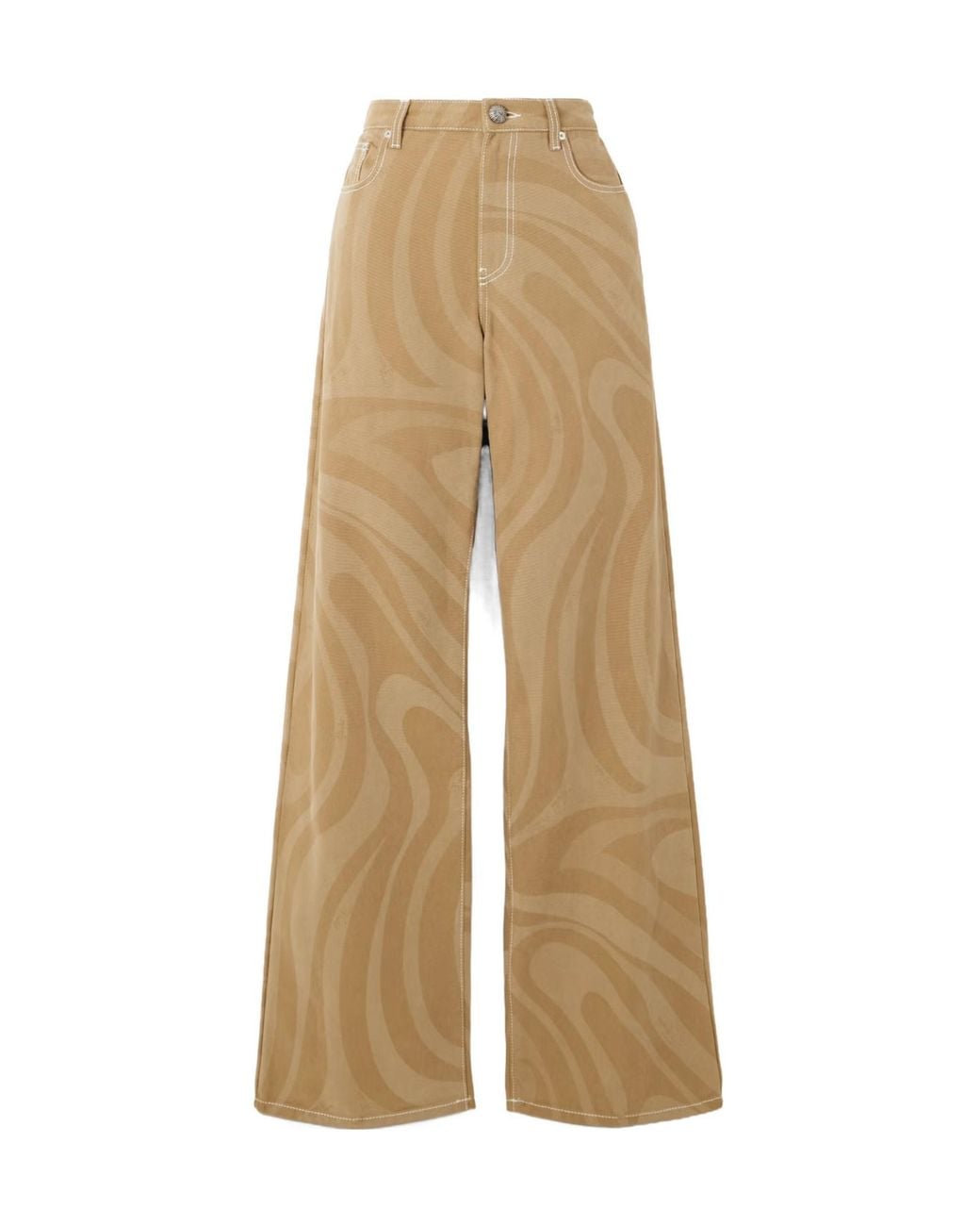 Emilio Pucci Natural Printed Cotton-Canvas Wide-Leg Pants