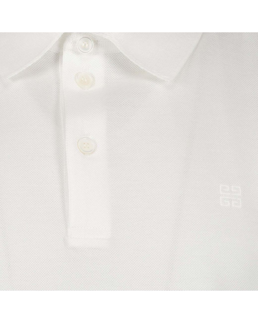 Givenchy White 4G Embroidered Short-Sleeved Polo Shirt for men