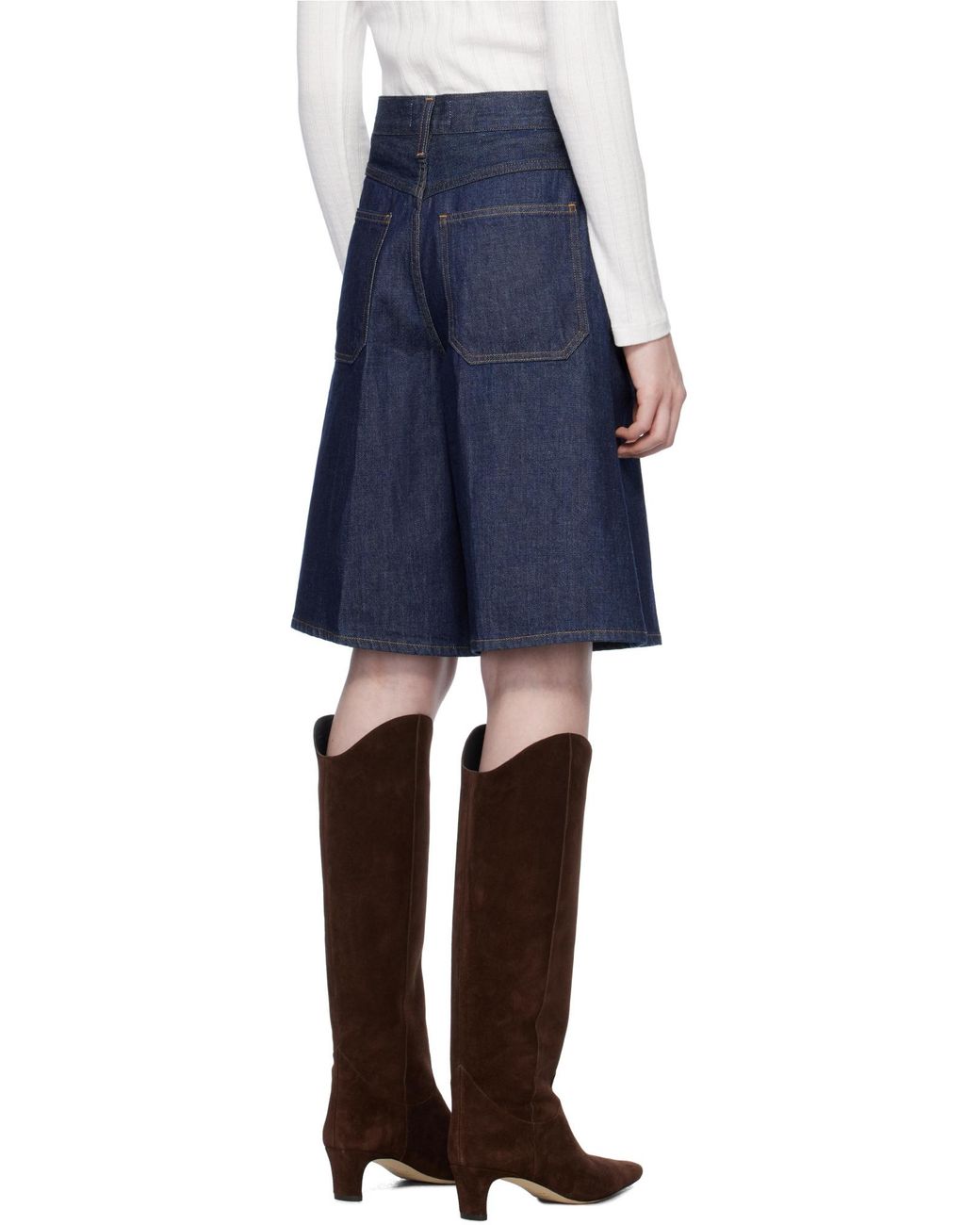 Agolde Blue Nolan Straight Leg Denim Shorts