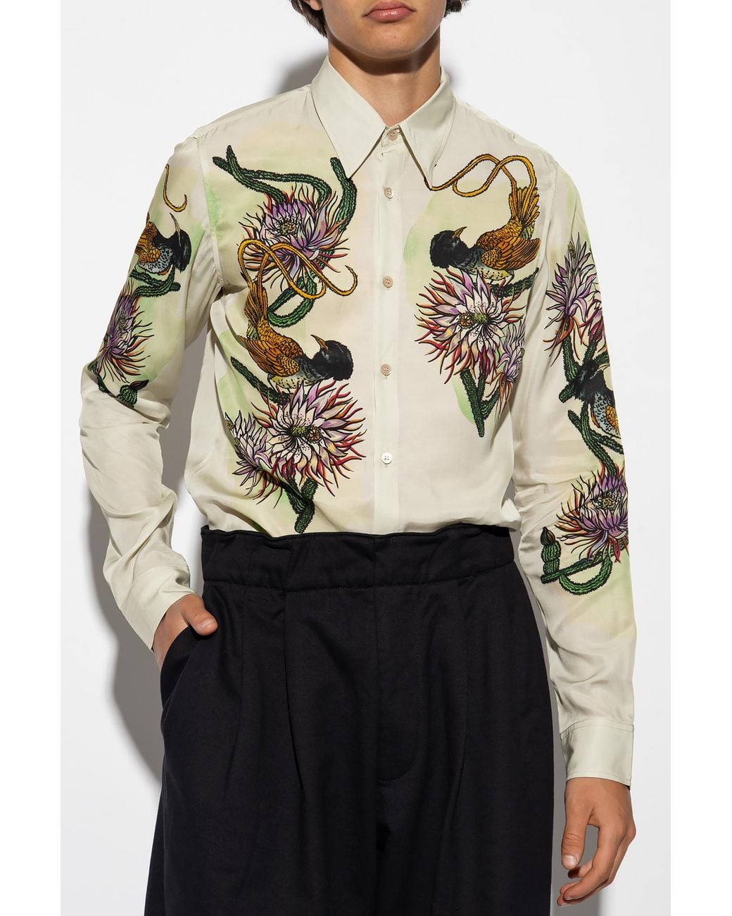 Dries Van Noten White Graphic-Printed Shirt for men