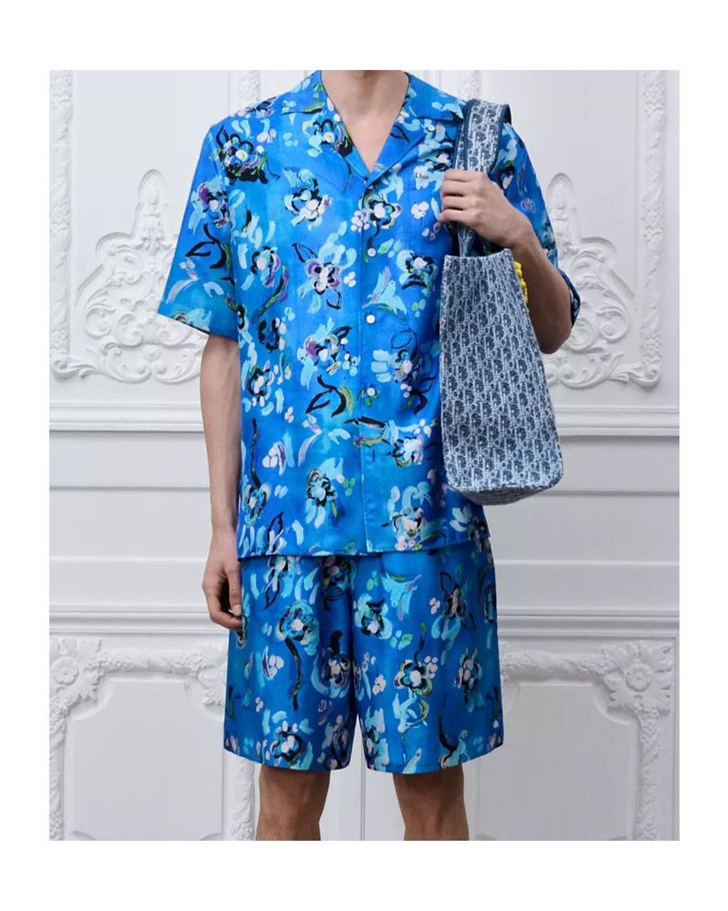 Dior Blue Iviera Short-Sleeved Shirt for men