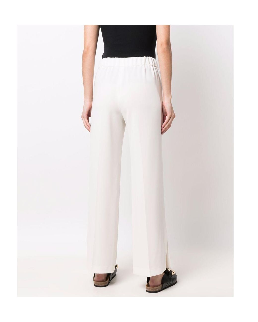 Alberto Biani White High-Waist Wide-Leg Trousers
