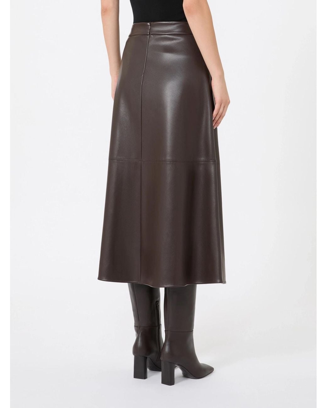 Max Mara Brown Coated Jersey Circle Skirt