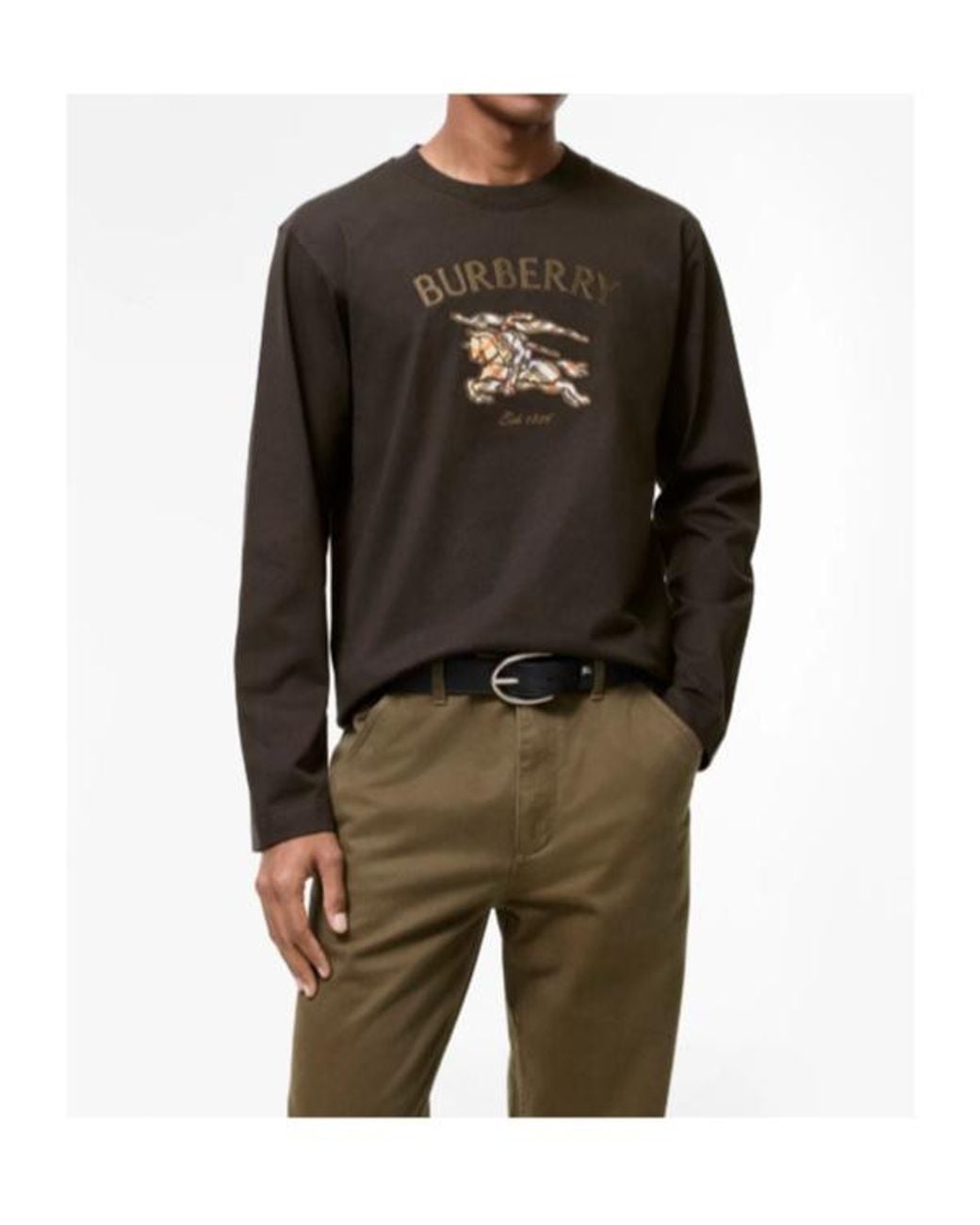 Burberry Black Knight Check Cotton Long-Sleeve T-Shirt for men