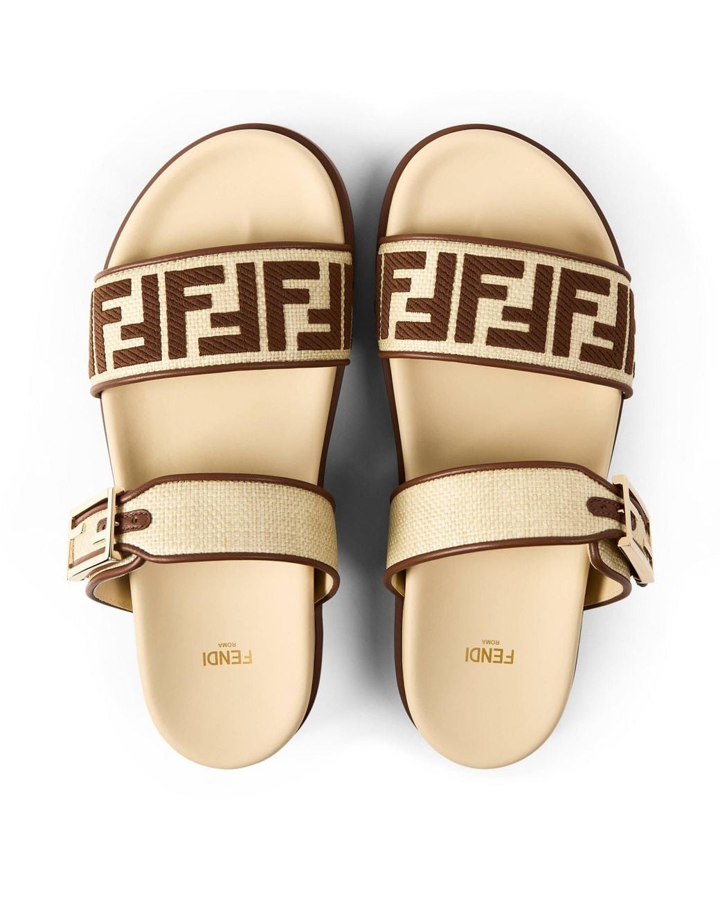 Fendi Metallic Flat Sandals