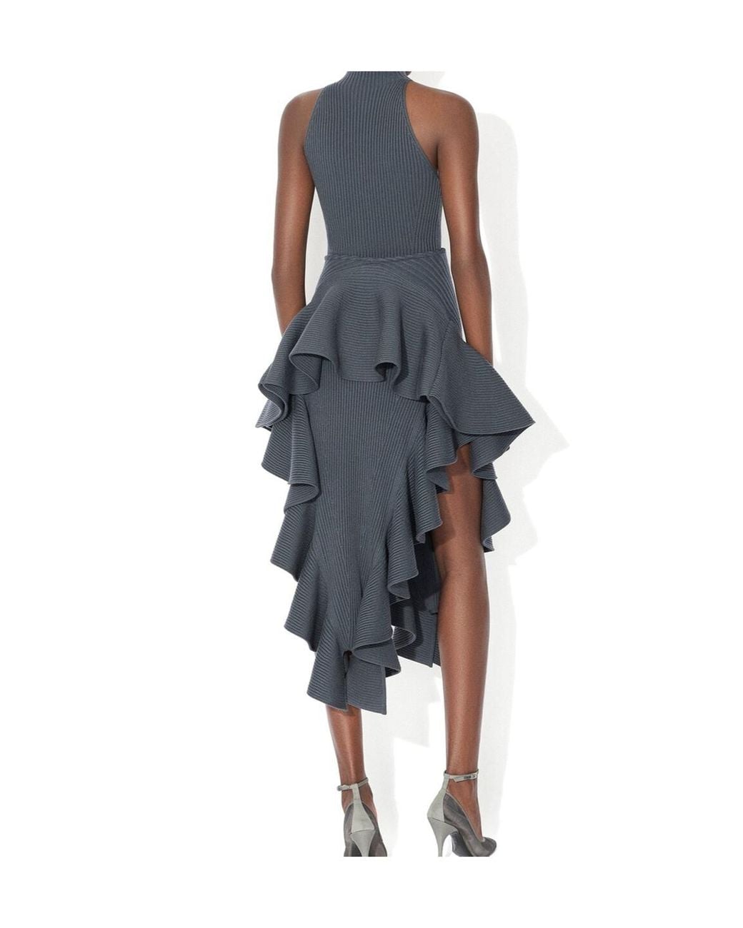 Alaïa Blue Ribbed Halter Neck Top