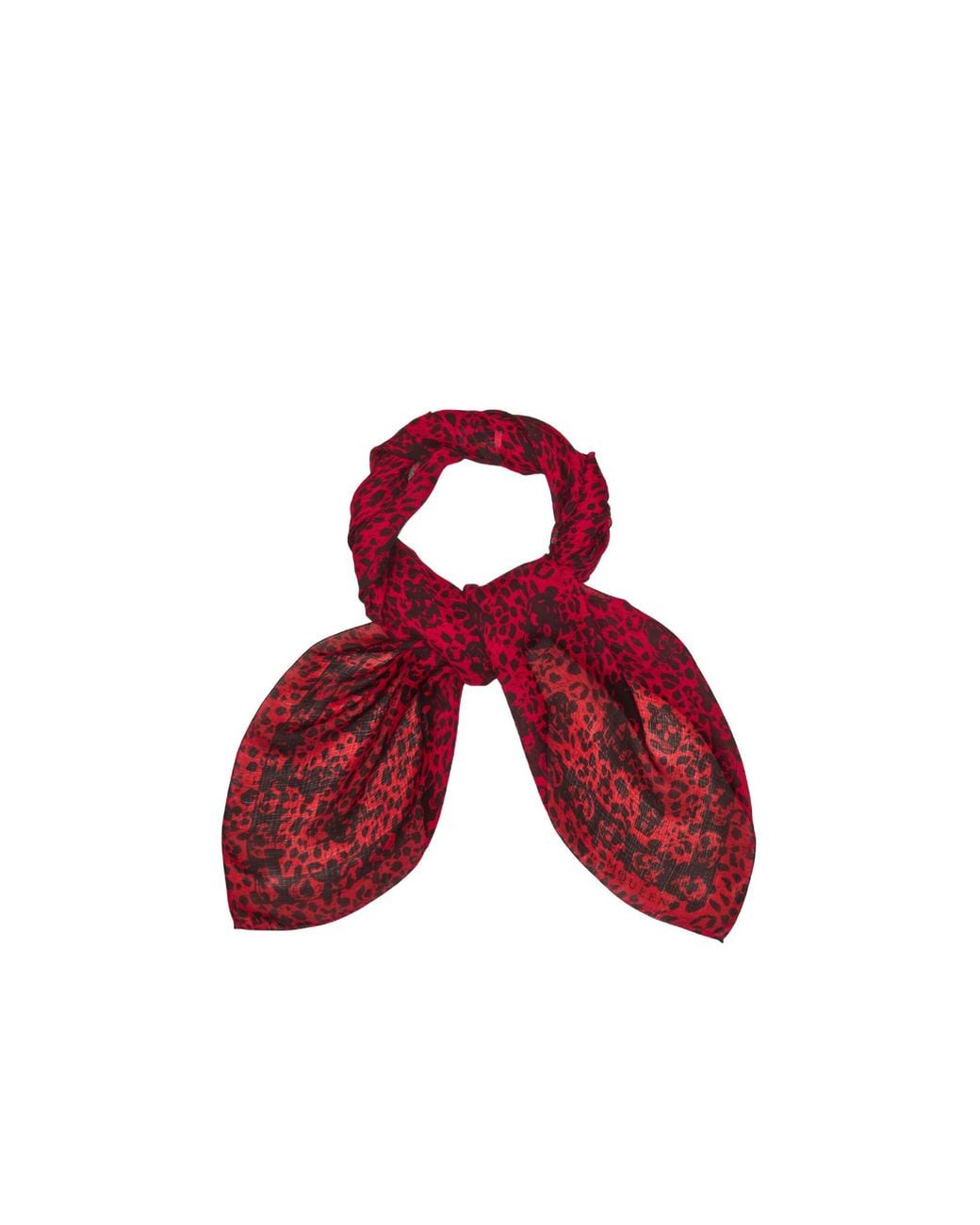 McQueen Red Leopard Print Skull Scarf