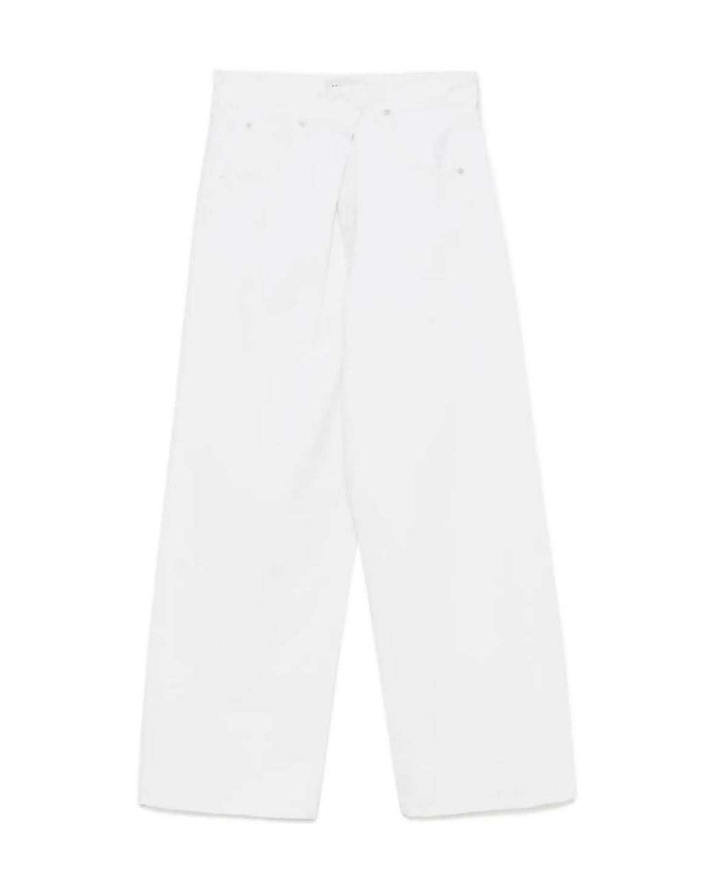 Agolde White Pleated-Waist Jeans