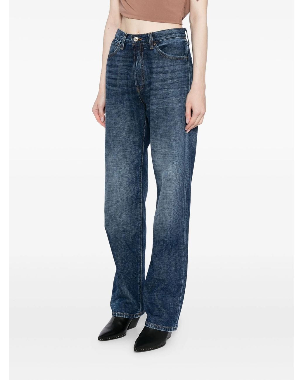 AYA MUSE Blue Buckled Straight Leg Jeans