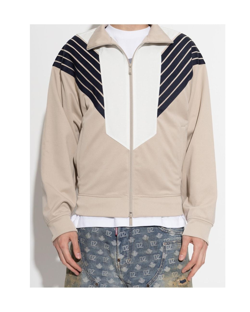 DSquared² White Chevron Panel Track Jacket for men