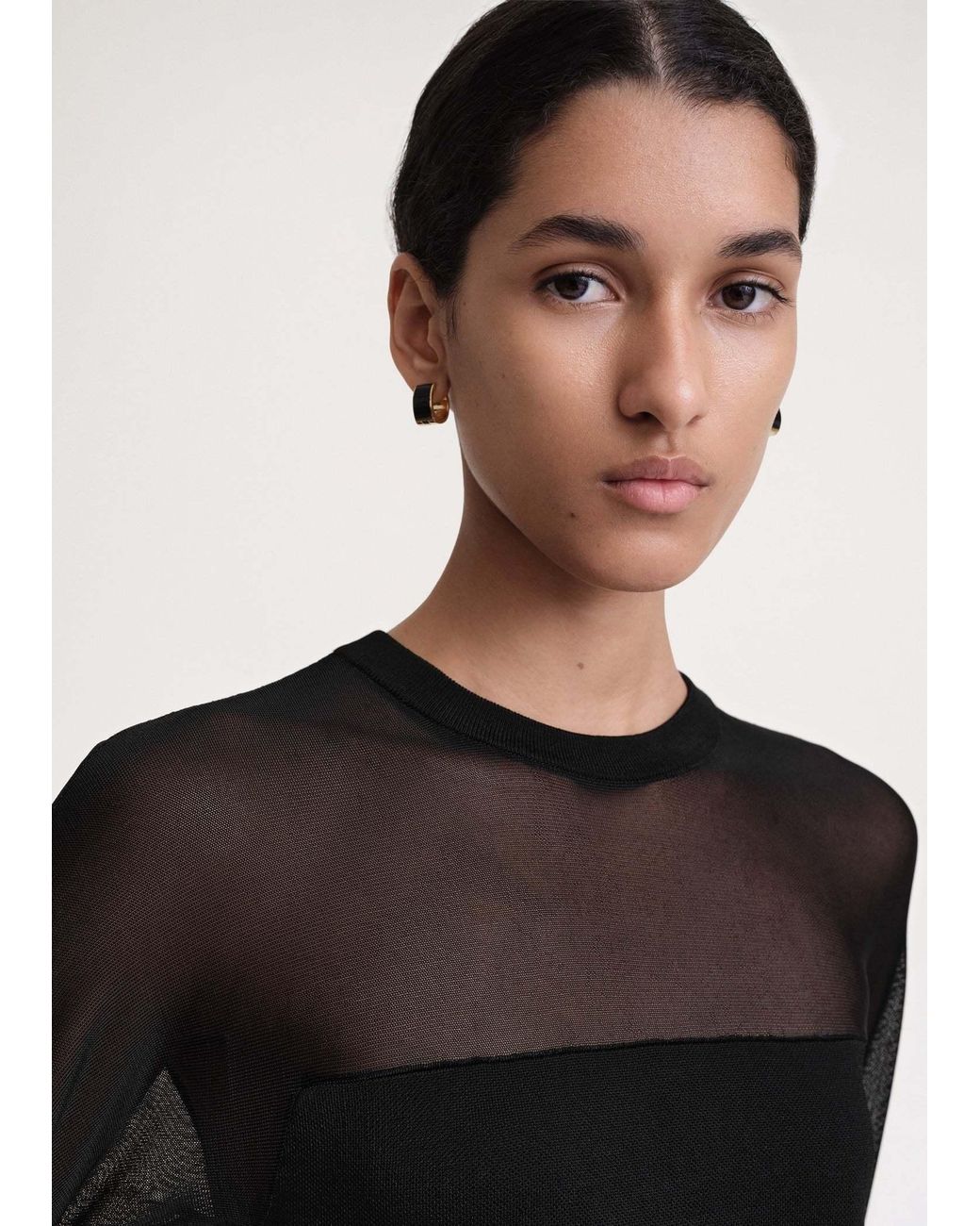Totême Black Totême Semi Sheer Long-Sleeved Top