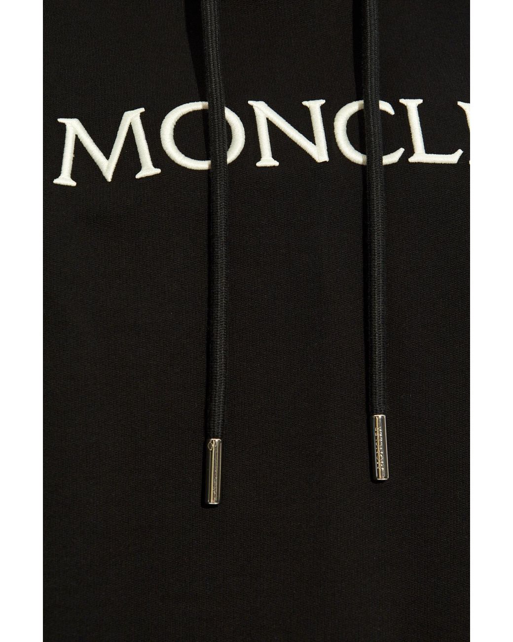 Moncler Black Logo Embroidered Drawstring Hoodie