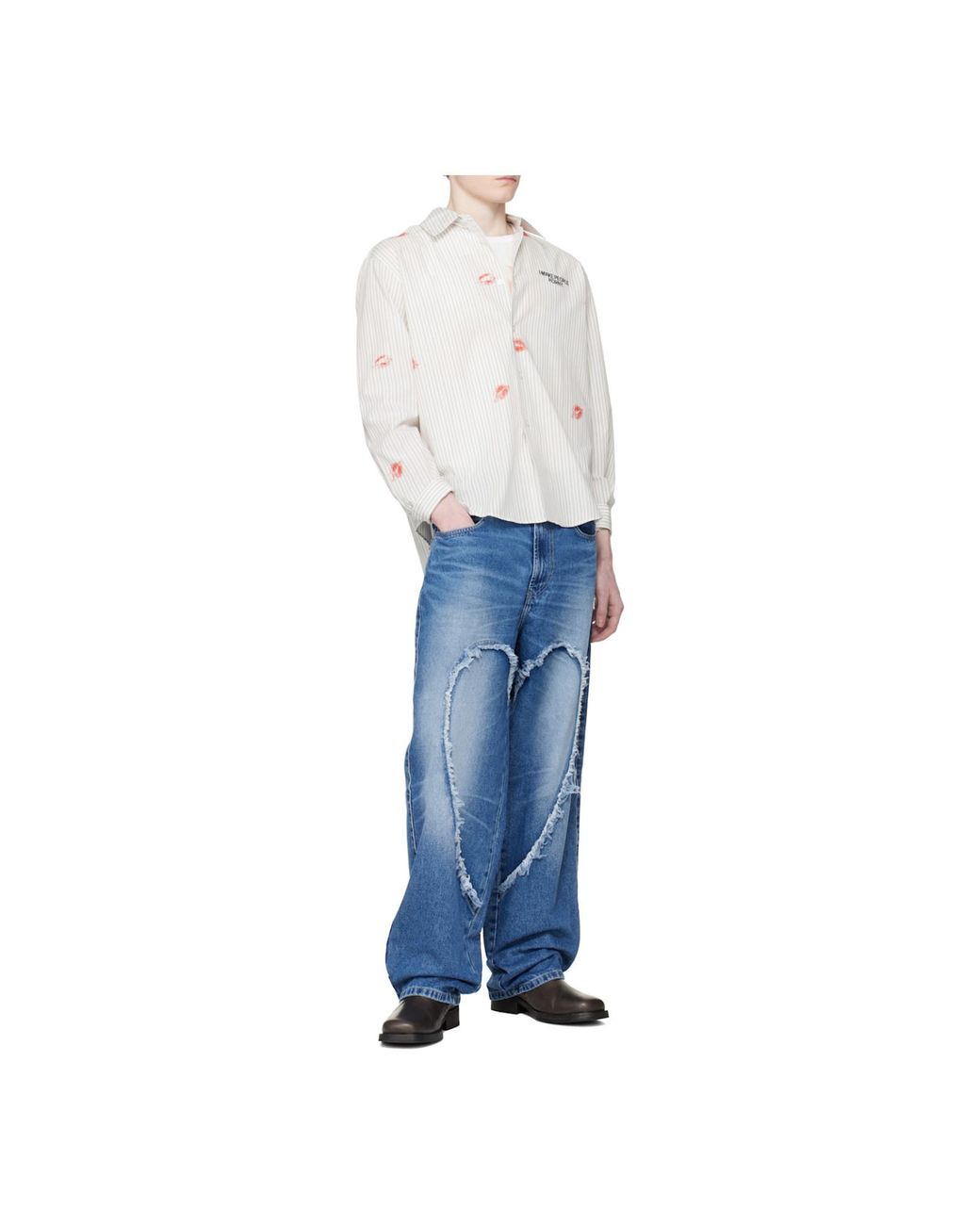 Carne Bollente White Business Sensual Striped Shirt for men