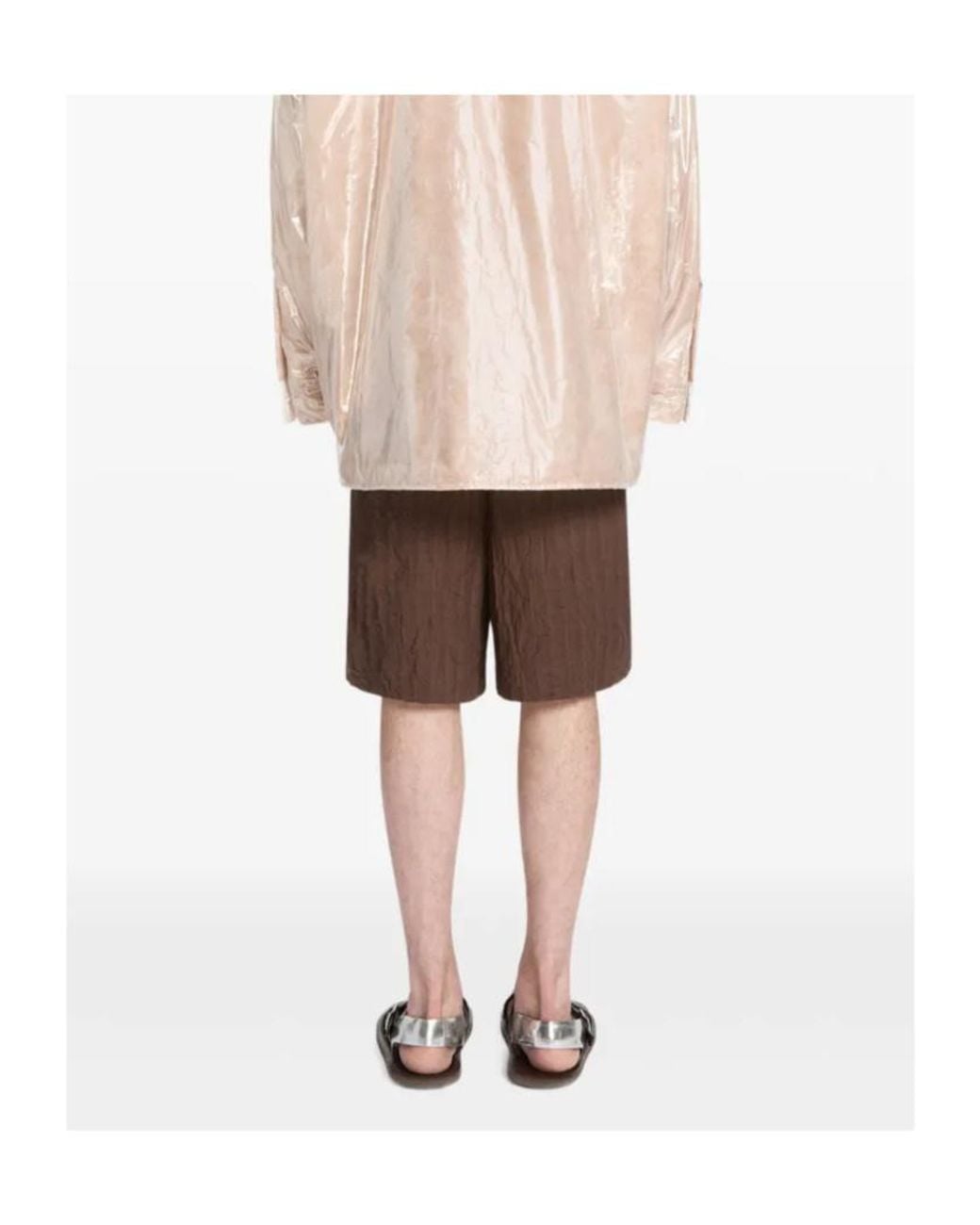 Dries Van Noten Brown Pleated Bermuda Shorts for men