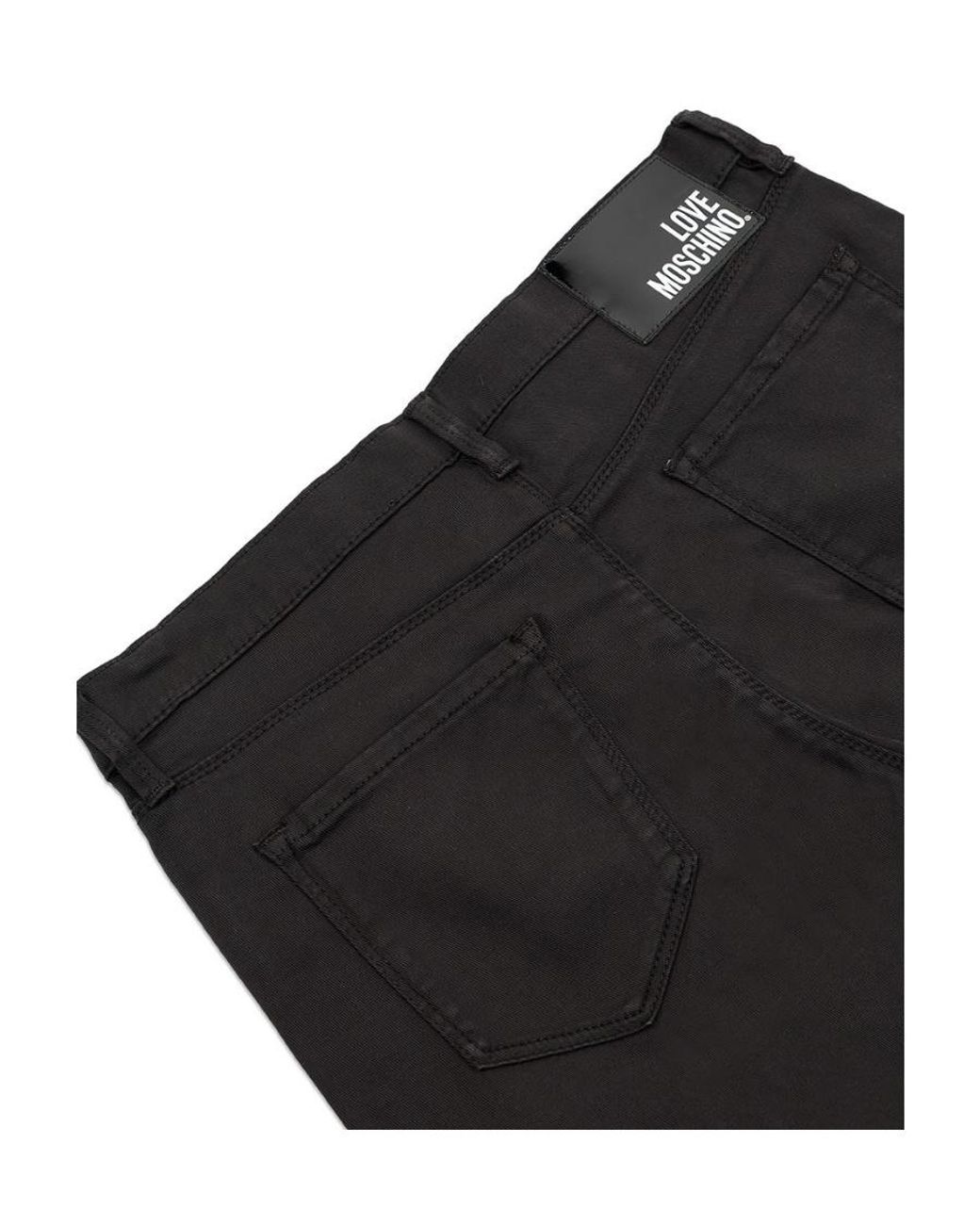 Moschino Black Mid-Rise Cropped Denim Pants