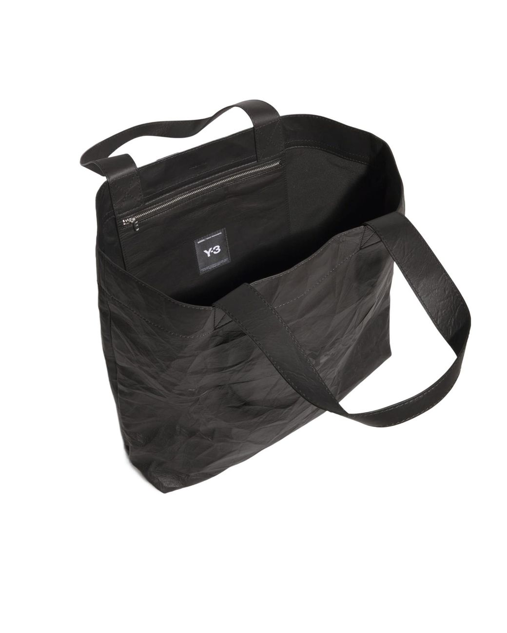 Y-3 Black Leather Tote Bag for men
