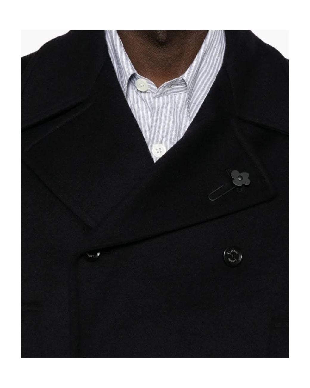Lardini Black Double-Breasted Wool Coat for men