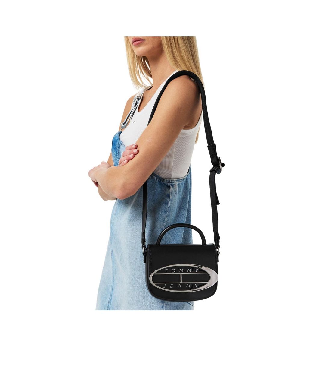 Tommy Hilfiger Black Logo Plaque Crossover Bag
