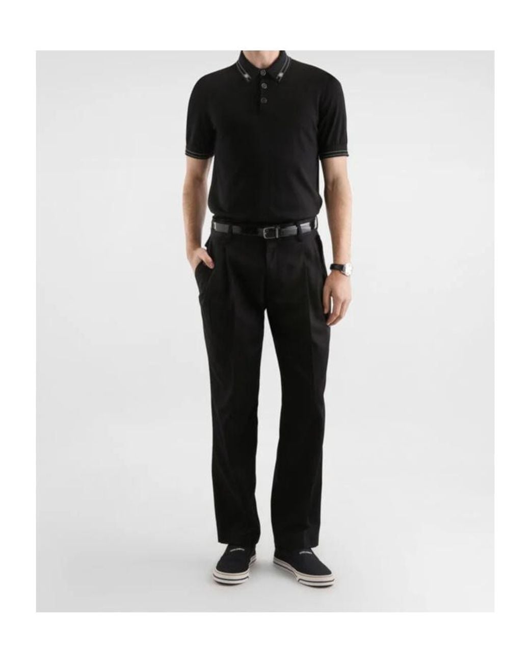 Dolce & Gabbana Black Short-Sleeved Polo Shirt for men