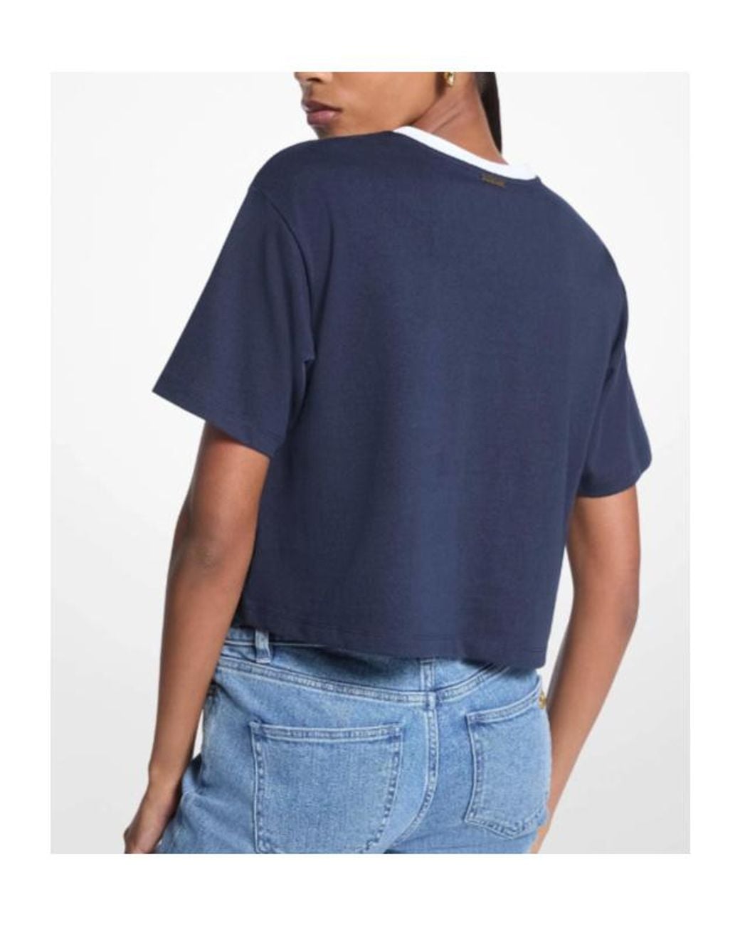 Michael Kors Blue Logo-Embroidered T-Shirt