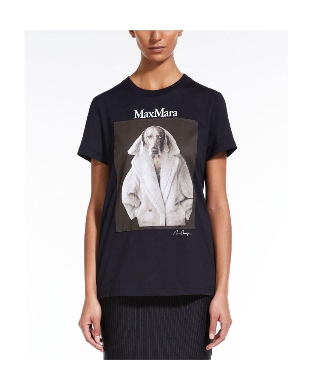 Max Mara Black Graphic Printed Crewneck T-Shirt
