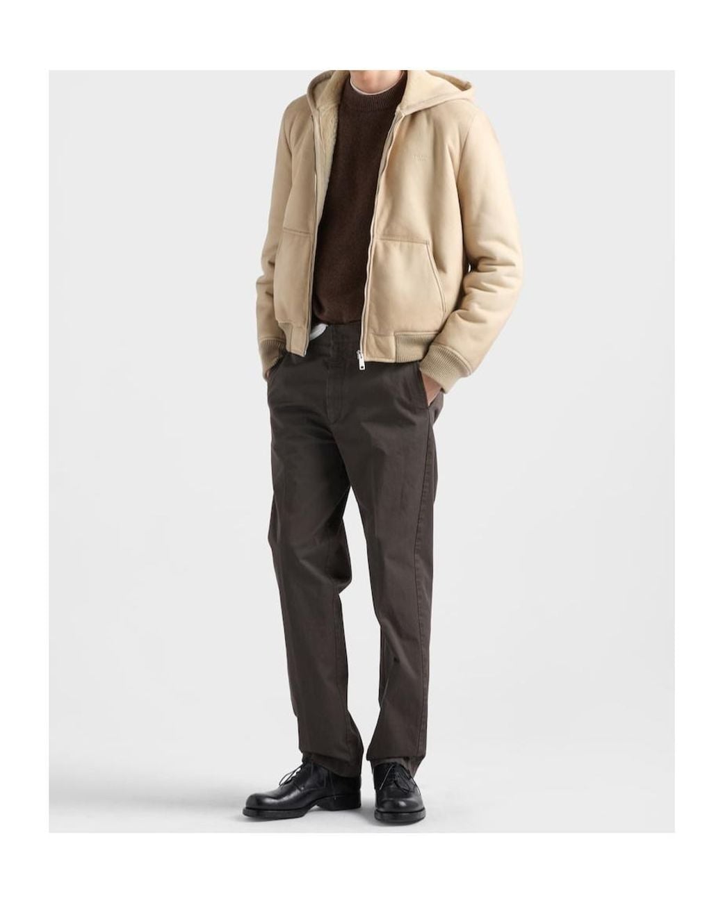 Prada Natural Shearling Bomber Jacket for men