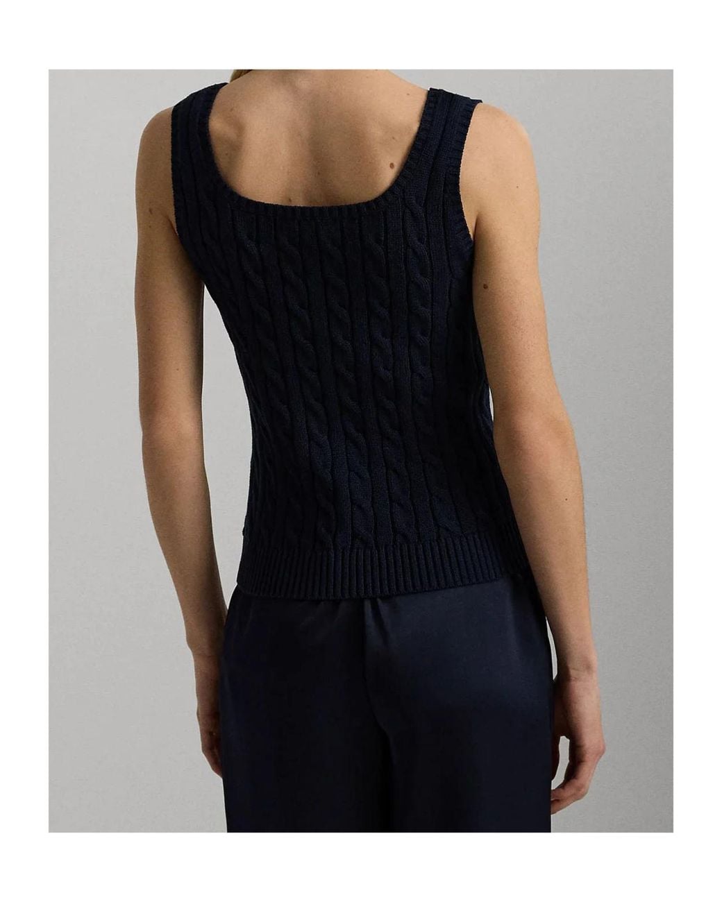 Ralph Lauren Blue Lauren Cable-Knit Sleeveless Jumper