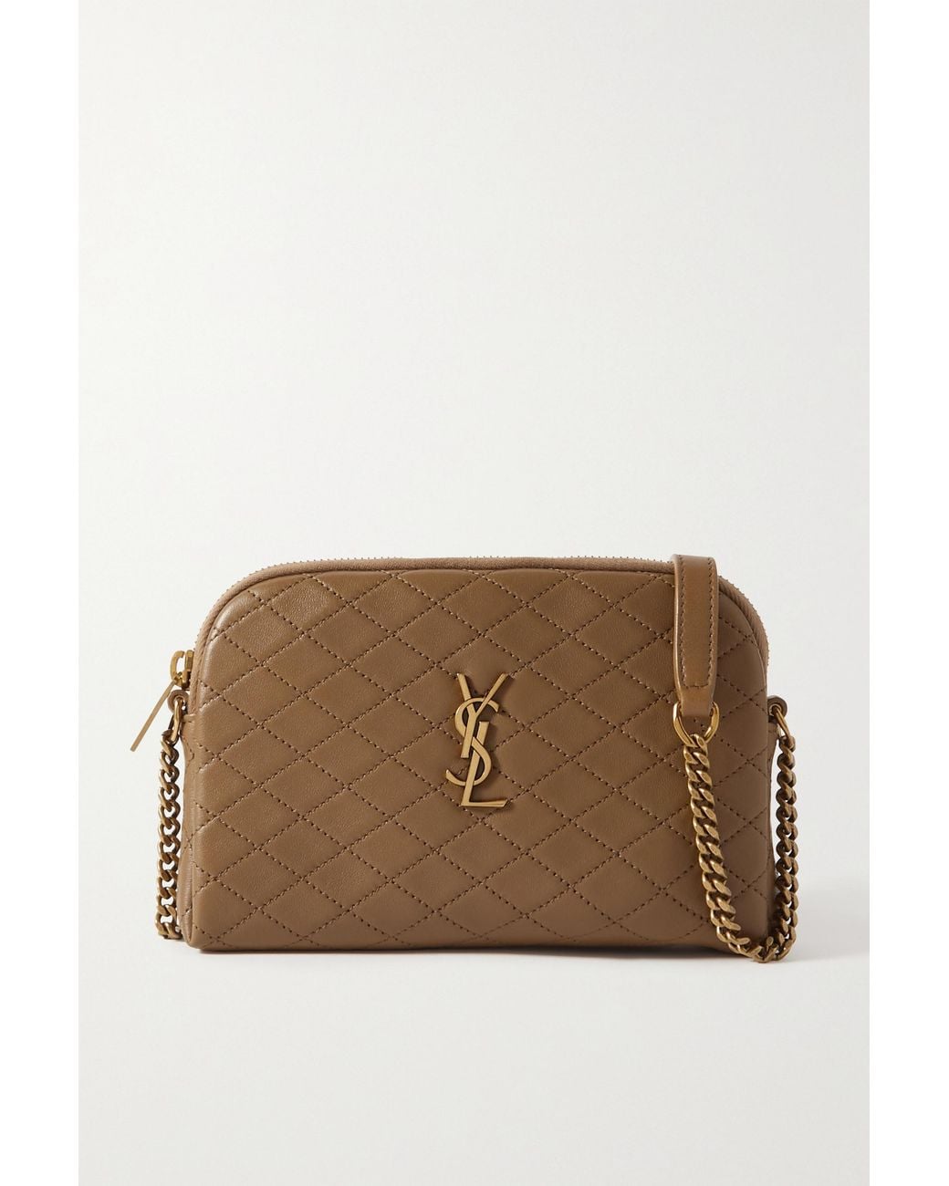 Saint Laurent White Gaby Quilted Chain Pouch