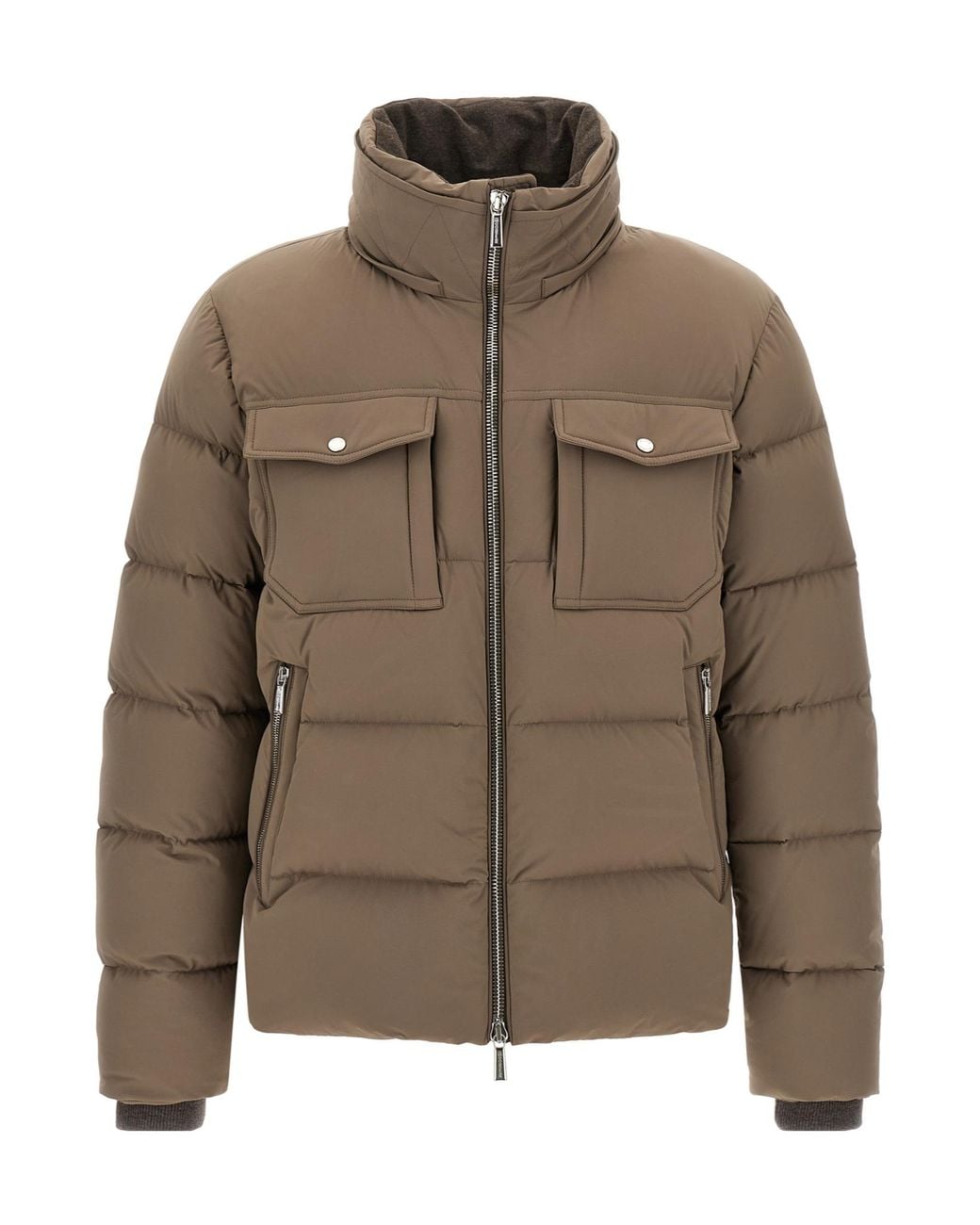 Moorer Brown Alarick Quilted Flap-Pocket Jacket for men