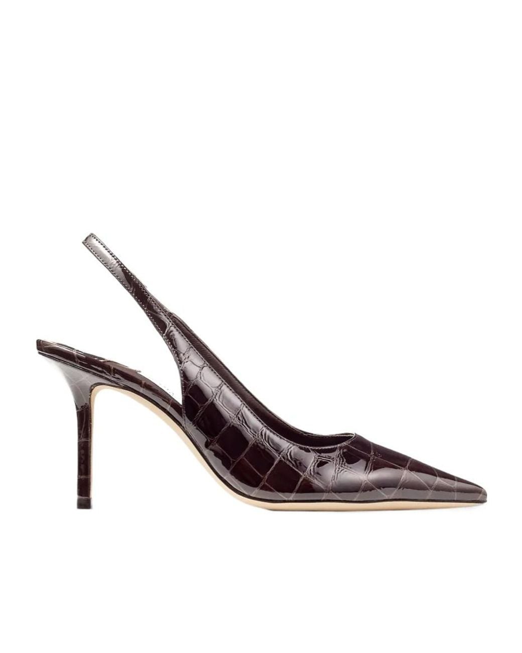 Jimmy Choo Brown Love 85 Croc-Embossed Leather Slingback Pumps