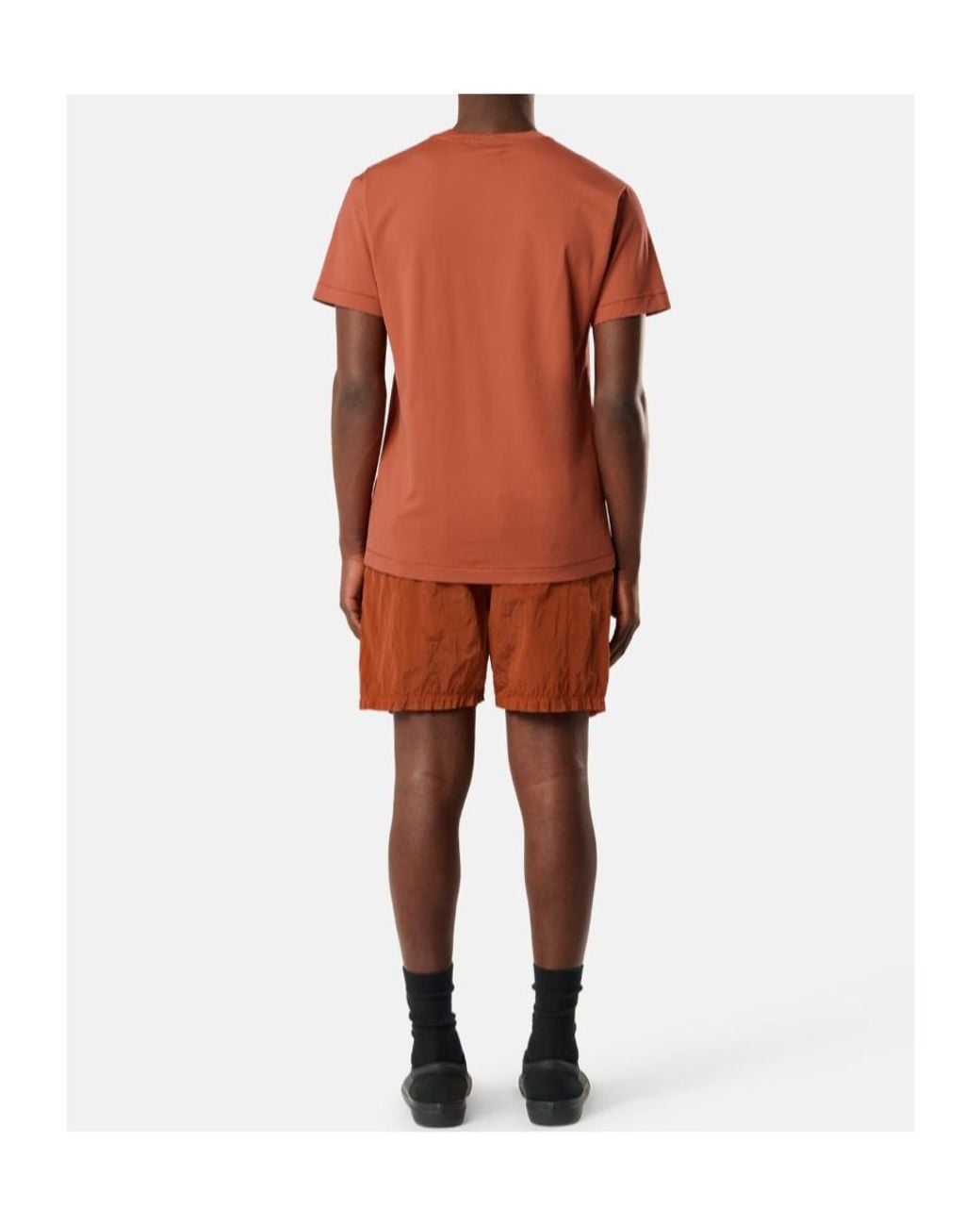 Stone Island Orange Logo-Patch T-Shirt for men