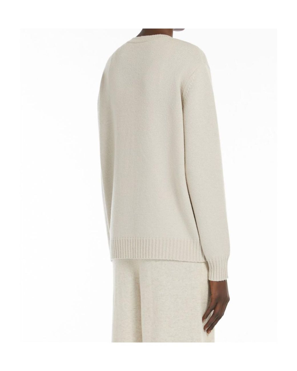 Max Mara White Viglio Crewneck Long-Sleeved Jumper