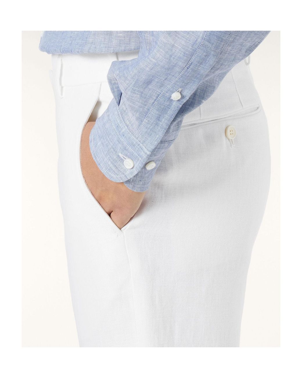 Loro Piana White Linen Trousers for men