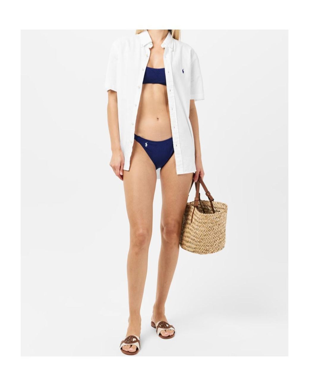 Ralph Lauren Blue Embroidered Little Pony Bikini Top