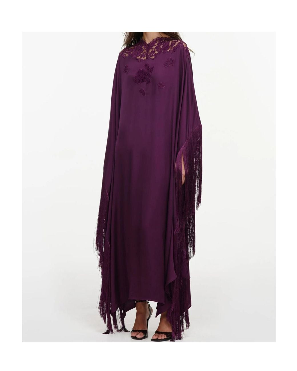 Self-Portrait Purple Jersey Draped Maxi Dress
