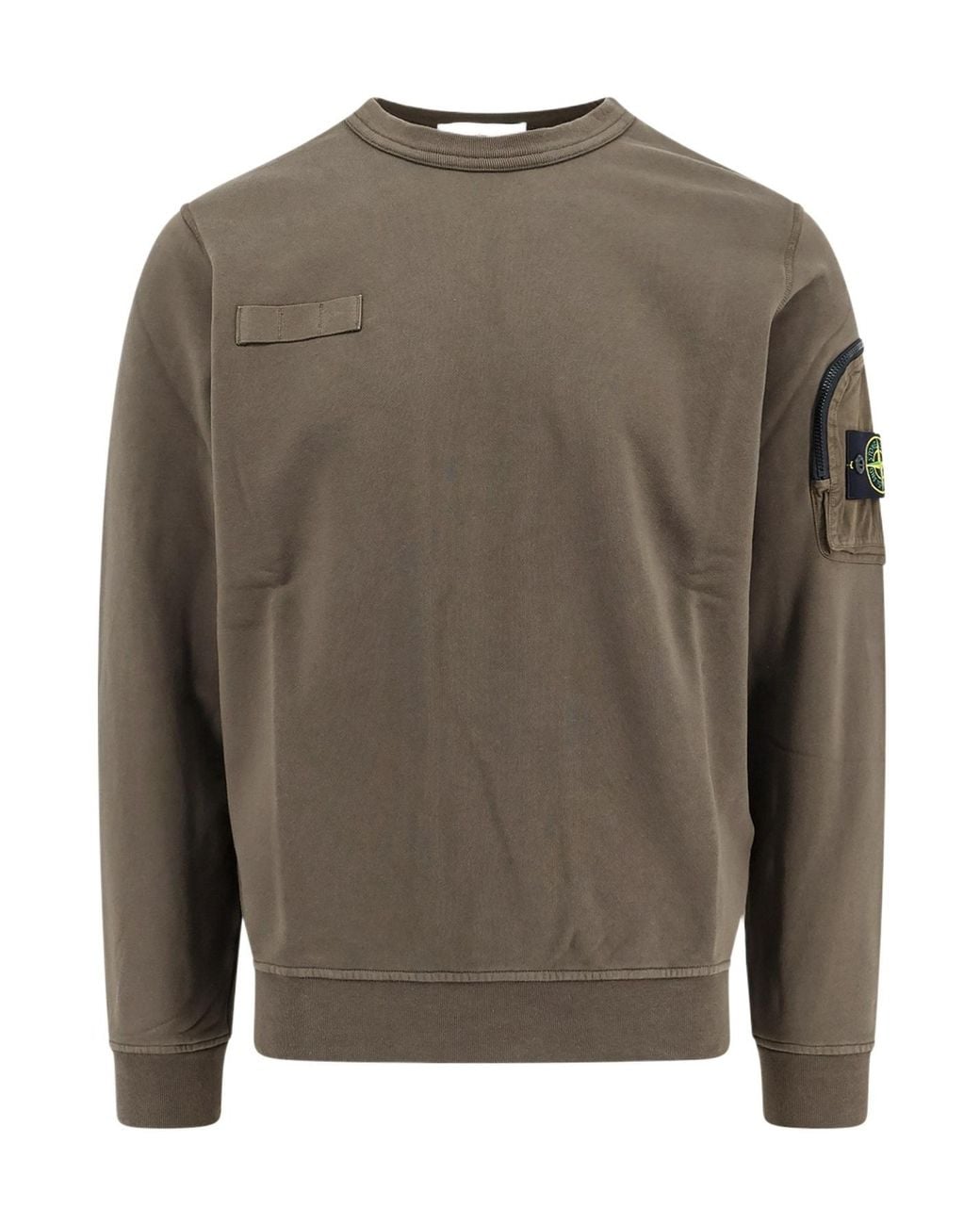 Stone Island Gray Compass Patch Crewneck Sweatshirt for men