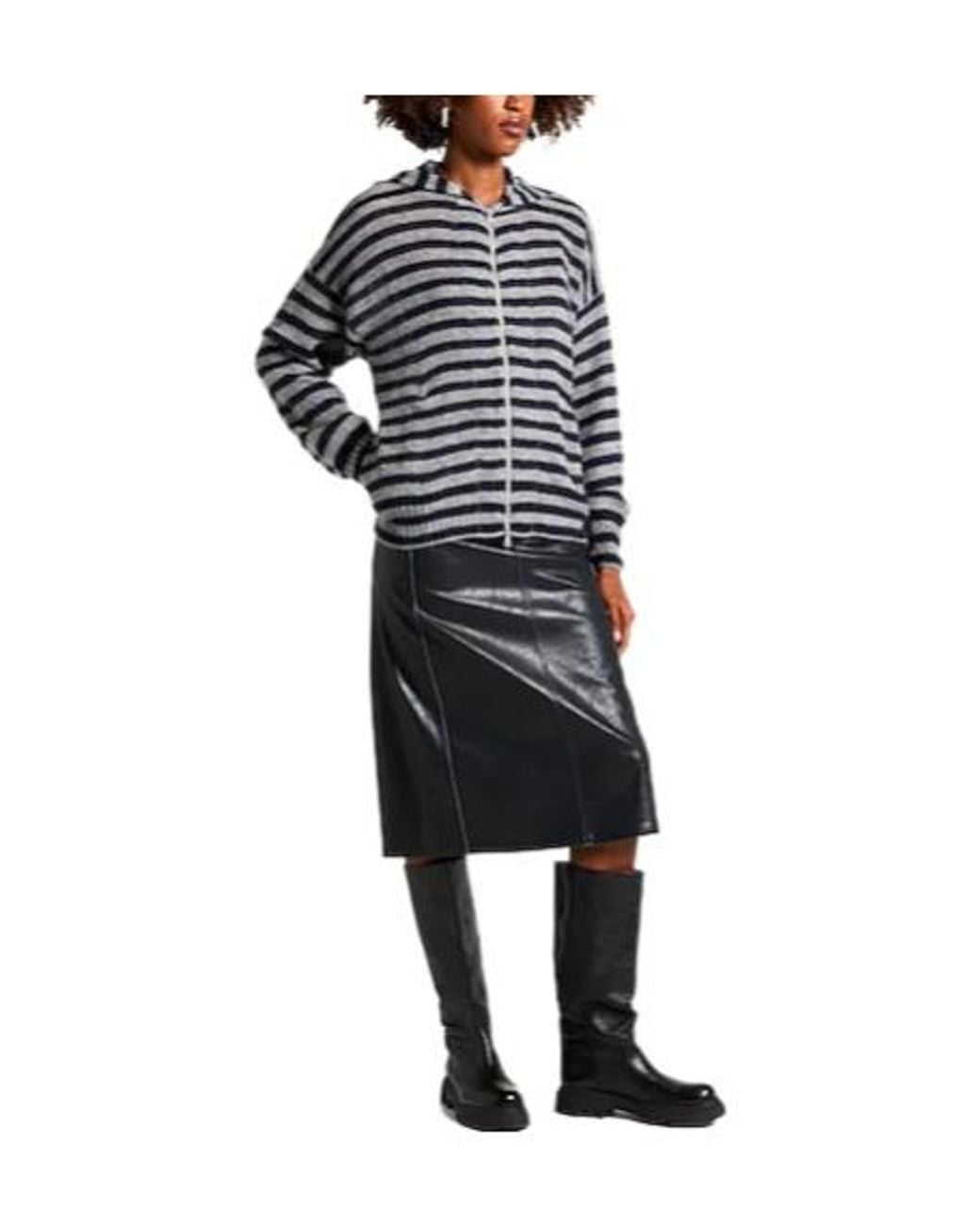 Brunello Cucinelli Blue Striped Knit Hooded Jacket